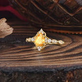 Antique Pear-Cut Natural Citrine Engagement Ring